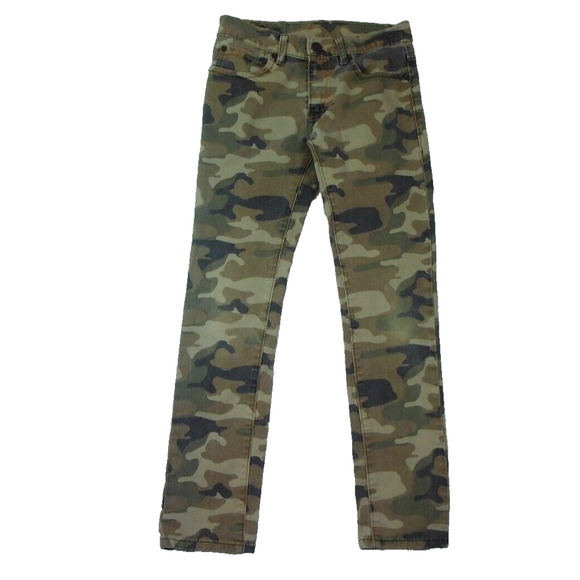 Levi’s 510 Jeans Kids 12 Regular 26X26.5 Olive Cloud Camo Denim‎ Skinny Fit - Picture 1 of 10